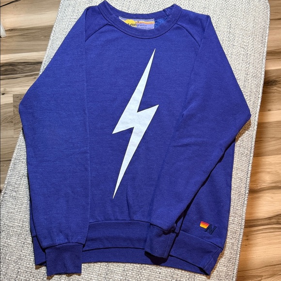 Aviator Nation Bolt Collection SET Crewneck and Sweatpants Deep Purple White S - Picture 3 of 7